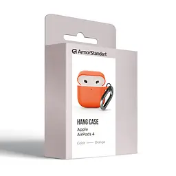 Силіконовий чохол для навушників Apple AirPods 4, Hang Case, помаранчевий, ультратонкий захисний кейс товщиною 2 мм, захист від подряпин, пилу та ударів, компактний, з карабіном для кріплення, ArmorStandart (ARM81288) - мініатюра 8