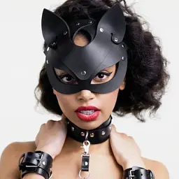Набір масок для рольвих ігор I’MCUM Fox & Bunny Set Екошкіра Чорний 2 шт (IM-SM230_set2pcs) - мініатюра 5