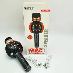 Бездротовий караоке мікрофон з динаміком 5 тембрів голосу USB AUX FM Wster WS-2911 чорний - мініатюра 6