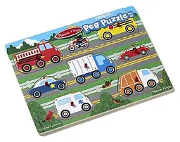 Дерев'яна рамка-вкладиш Melissa&Doug Вгадай машинку 8 елементів (MD19051) - мініатюра 2