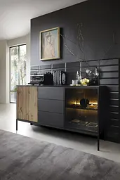 Комод з підсвіткою Perfect Home Сенто / Sento KSZ154 2-дверний з 3 шухлядами Чорний/дуб вотан (PFH-091487) - мініатюра 2