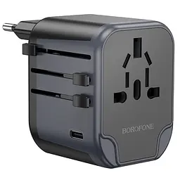 Мережевий зарядний пристрій Borofone BAC12 Leader 3-port(1C2A) universal conversion charger чорний - мініатюра 3