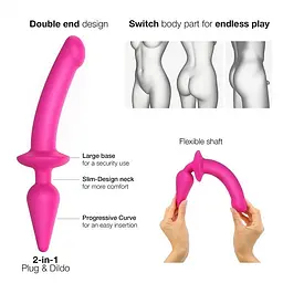 Анальна пробка з фалоімітатором Strap-On-Me Switch Plug-in Semi-Realistic Dildo Fuchsia L, 9.4х4.5 см, фуксія - мініатюра 2