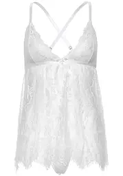 Пеньюар Leg Avenue Floral lace babydoll & string White L - мініатюра 3