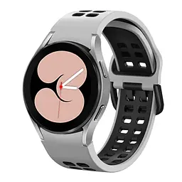 Ремінець для Samsung Galaxy Watch 6 40mm 6 44mm - біло-чорний ширина кріплення 20мм силікон Watchbands Galaxy Sport (W39-9WB59412936) - мініатюра 2