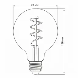 LED лампа VIDEX Filament G95FGD 4W E27 2100K дімерна графіт - мініатюра 4