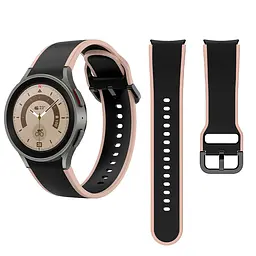 Браслет Double Line для Samsung Galaxy Watch 6 Classic 43mm 6 Classic 47mm - чорно-бежевий ширина кріплення 20мм силікон Watchbands (W11-9WB45194224) - мініатюра 5