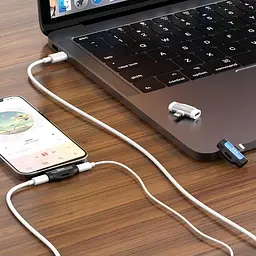 Перехідник розгалужувач аудіо Hoco Dual Lightning digital audio converter LS31 чорний адаптер - мініатюра 4