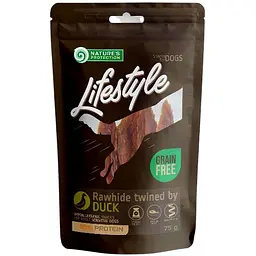 Ласощі для собак палочки из кожи з качкою Nature's Protection Lifestyle Rawhide Sticks Twined By Duck 75 г