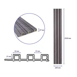 Рейка декоративна Sticker Wall WPC стінова 200х27х2900мм SW-00003004 - мініатюра 3