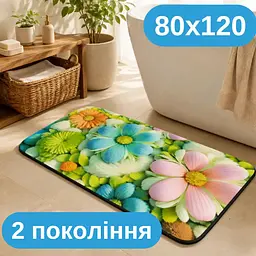 Килимок у ванну 80×120 см — вологопоглинальний із матеріалу другого покоління, абсорбувальний антиковзний, квітки KT9000338 - мініатюра 2