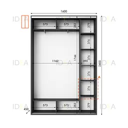 Шафа-купе Idea серія 1 160 x 45 x 240 см Антрацит - мініатюра 2