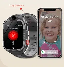 Дитячий смарт годинник Lemfo DF99 з AMOLED дисплеєм, до 5–7 днів роботи, GPS трекером, 4G SIM-картою та кнопкою SOS Синій - мініатюра 12
