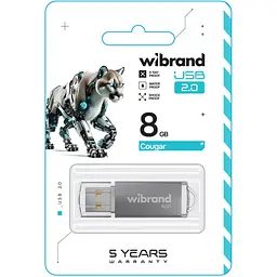 USB флеш-накопичувач Wibrand Cougar 8GB USB-A 2.0 Silver (WI2.0/CU8P1S) [170480] - мініатюра 2