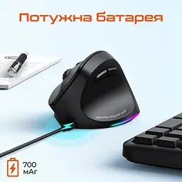 Мишка Meetion BTM010R RGB Bluetooth/Wireless Black (MT-BTM010R-A) - мініатюра 7