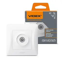 Розетка Videx Binera TV одинарна телевізійна біла (VF-BNSK1TVME-W)