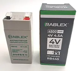 Акумулятор свинцево-кислотний Rablex RB445, акумуляторна батарея AGM 4500 мАh 4V / 4.5A - мініатюра 3