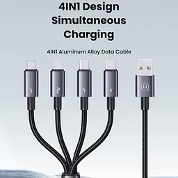 Дріт для зарядки та передачі данних Usams 4-в-1 (2×Type-C / Lightning / Micro-USB) 15W 1,2м, темний - мініатюра 3