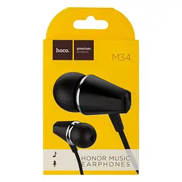 Дротові навушники вакумні з мікрофоном Hoco 3.5 mm M34 Honor music 1.2 m Black - мініатюра 2