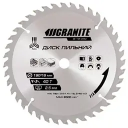 Диск пильний по дереву Granite 190 x 40T x 16 мм
