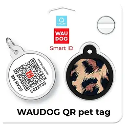 Адресник для собак і котів Waudog Smart ID з QR паспортом Леопард металевий 30 мм (230-4066) - мініатюра 5