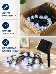 Вулична гірлянда Кульки 50 LED вулична на сонячній батареї біле світло IP65 (49675991) - мініатюра 5