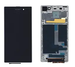 Матриця з тачскріном модуль для Sony Xperia Z1 C6902 чорний з білою рамкою