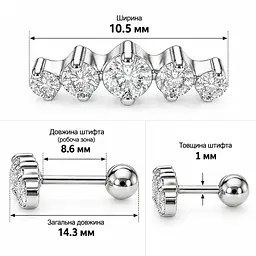 Срібна сережка для хеліксу (40001.1) - мініатюра 3