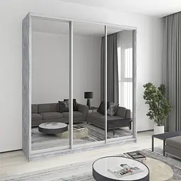 Шафа-купе тридверна MebelStar Стандарт AL 3 Дзеркала 220x45x240 см Бетон (MBS-1874)