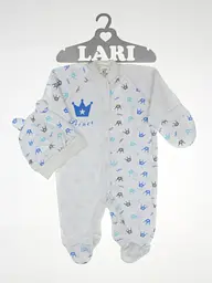 Трикотажний комбінезон для хлопчика з шапочкою Prince зріст 56 см Lari Білий з блакитним
