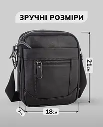 Сумка чоловіча планшет через плече шкіряна чорна (N5386) - мініатюра 3