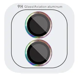 Захисне скло Metal Classic на камеру (у упак.) для Apple iPhone 16 (6.1) / 16 Plus (6.7) Бузковий / Rainbow
