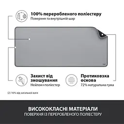 Килимок для мишки Logitech Desk Mat Studio Series Mid Grey (956-000052) - мініатюра 4