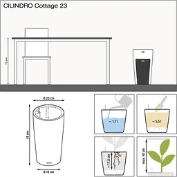 Вазон Lechuza Cilindro Cottage 23 білий (15160) - мініатюра 4