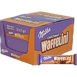 Упаковка вафель Milka Waffelini Chocomax з начинкою з какао 31 г 35 шт