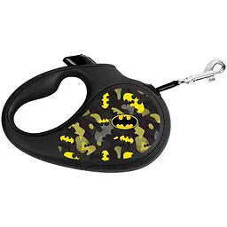 Повідець-рулетка для собак Waudog R-leash Бетмен Візерунок, світловідбиваючий, XS, до 12 кг, 3 м, чорний