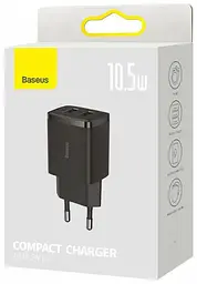 Зарядний пристрій Baseus Compact 10.5W 2 USB black (CCXJ010201) - мініатюра 5