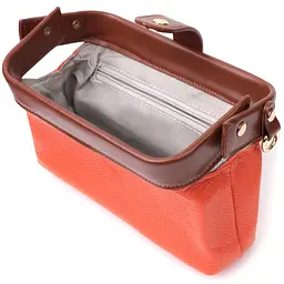 Жіночий клатч з цікавою клямкою з натуральної шкіри Vintage 22424 помаранчевий - мініатюра 9