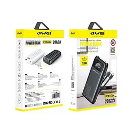 Додаткова батарея - портативний акумулятор Awei P169K 20000 mAh 22 W з 2 кабелями - мініатюра 8
