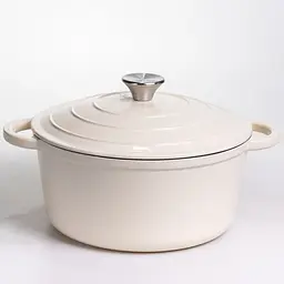 Каструля чавунна емальована 5 л, бежевий Yongkang HP-FLG-2 WHITE