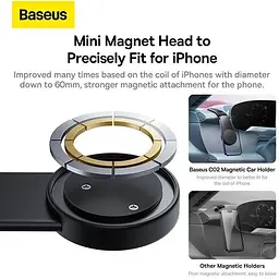 Автотримач магнітний Baseus C02 Magnetic Car Phone Holder SUCC000201 - мініатюра 5