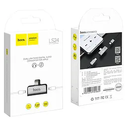 Перехідник Hoco LS24 Lightning to lightning audio/lightning Сталевий - мініатюра 7