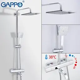 Душова система з термостатом Gappo G2499-40, вилив - перемикач на лійку, 3-функції, нержавіюча сталь, Нержавіюча сталь - мініатюра 4