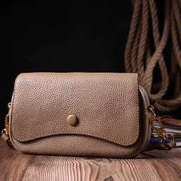 Стильна сумка жіноча з клапаном з натуральної шкіри Vintage 22432 бежева - мініатюра 6