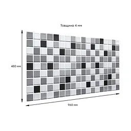 Декоративна панель ПВХ чорно-біла мозаїка Sticker Wall SW-00001432 960х480х4мм - мініатюра 3