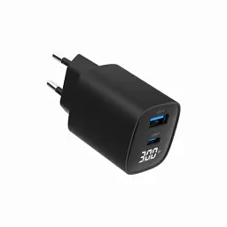 Зарядний пристрій Gembird 1xUSB-A (QC3.0 18W) + 1 Type-C (PD20W) LCD black (TA-UC-PDQC30LCD-BK-01) - мініатюра 3