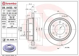 Диск гальмівний вентильований Mitsubishi Pajero II-IV, Pajero Sport I 96-25р Brembo (09.A450.11)