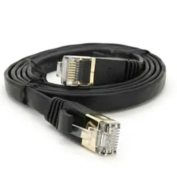 Патч-корд 1м UTP cat.7, CU, RJ45, плоский, black Weepda (PCMF-CU7/1.0Bk) - мініатюра 2