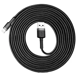USB-кабель Baseus Cafule для освітлення 2A/3m Чорно-сірий CALKLF-RG1 - мініатюра 4