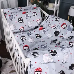 Простирадло MirSon Kids Time 17-0672 Silver Owlets бязь 150х200 см (2200010183900) - мініатюра 2